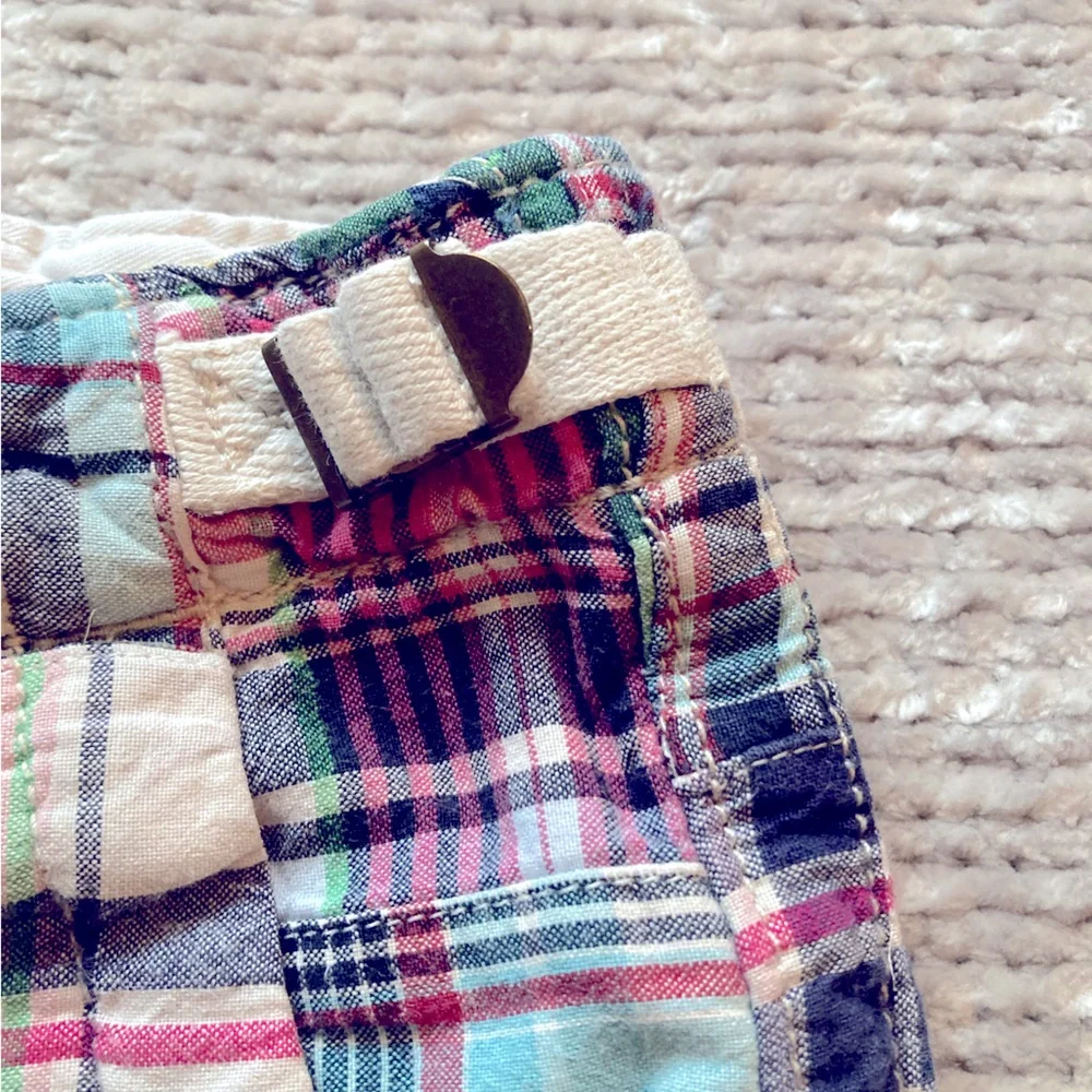 GAP Boys Madras Patchwork Shorts Size 4 Plaid‎ Preppy Cotton Adjustable